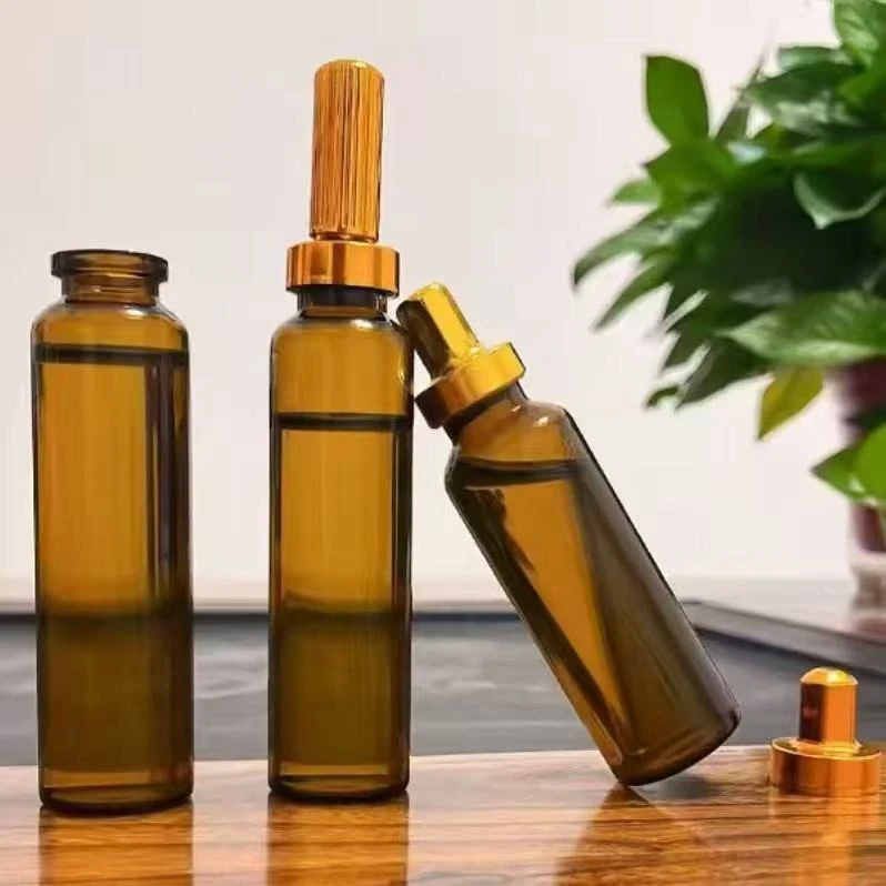 87 10ml amber bottle gold octagonal lid