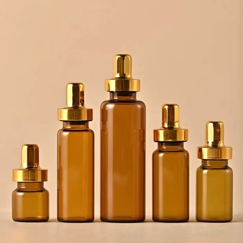86 10ml amber bottle gold octagonal lid